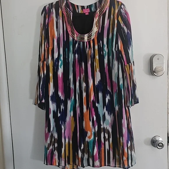 Trina Turk X INC Collab Macy's IKAT Dress Size L - Picture 3 of 7